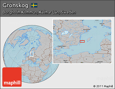 Gray Location Map of Grönskog, hill shading