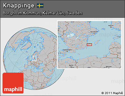 Gray Location Map of Knäppinge, hill shading