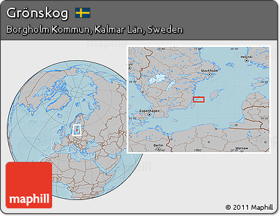 Gray Location Map of Grönskog, hill shading