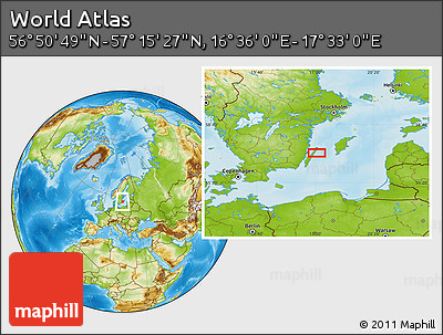 Physical Location Map of the Area around 57° 3' 8" N, 17° 4' 30" E