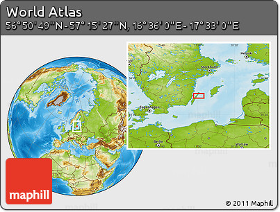 Physical Location Map of the Area around 57° 3' 8" N, 17° 4' 30" E