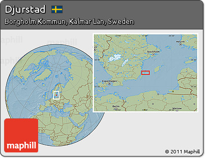Savanna Style Location Map of Djurstad, hill shading