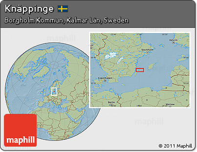 Savanna Style Location Map of Knäppinge, hill shading