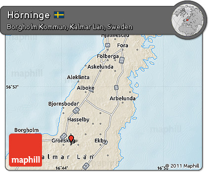 Shaded Relief Map of Hörninge
