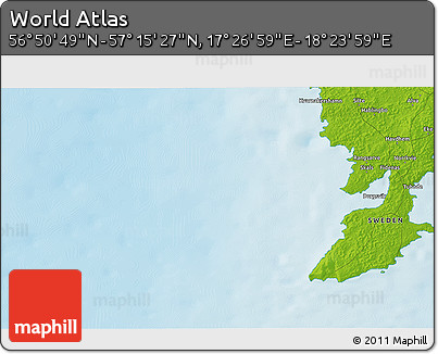 Physical 3D Map of the Area around 57° 3' 8" N, 17° 55' 29" E
