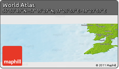 Physical Panoramic Map of the Area around 57° 3' 8" N, 17° 55' 29" E