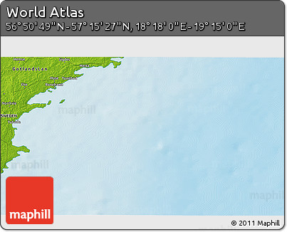 Physical 3D Map of the Area around 57° 3' 8" N, 18° 46' 29" E