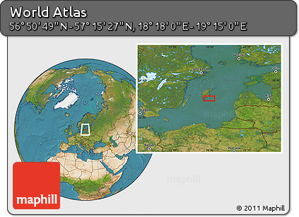 Satellite Location Map of the Area around 57° 3' 8" N, 18° 46' 29" E