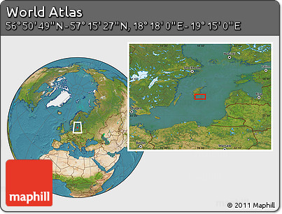 Satellite Location Map of the Area around 57° 3' 8" N, 18° 46' 29" E
