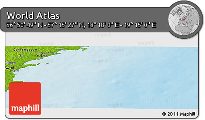 Physical Panoramic Map of the Area around 57° 3' 8" N, 18° 46' 29" E