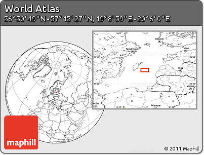 Blank Location Map of the Area around 57° 3' 8" N, 19° 37' 30" E