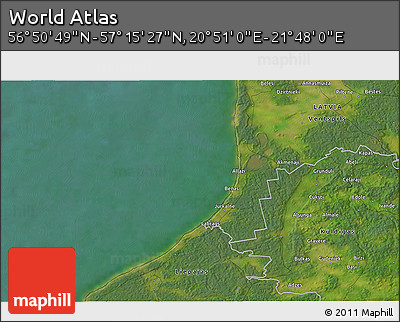 Satellite 3D Map of the Area around 57° 3' 8" N, 21° 19' 30" E