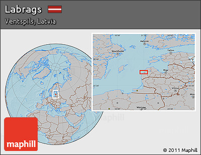 Gray Location Map of Labrags, hill shading