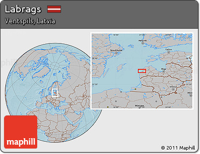 Gray Location Map of Labrags, hill shading
