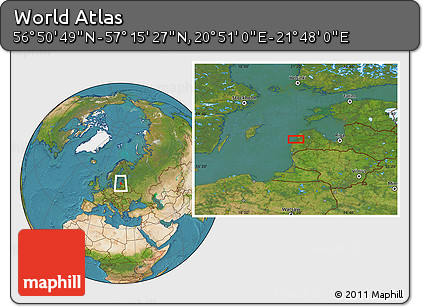 Satellite Location Map of the Area around 57° 3' 8" N, 21° 19' 30" E
