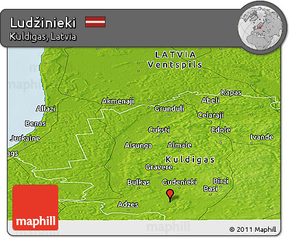 Physical Panoramic Map of Ludžinieki
