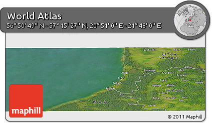 Satellite Panoramic Map of the Area around 57° 3' 8" N, 21° 19' 30" E