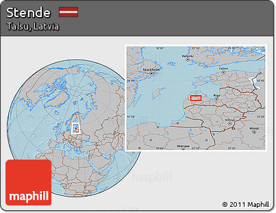 Gray Location Map of Stende, hill shading