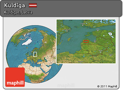 Satellite Location Map of Kuldīga