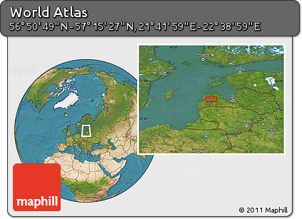 Satellite Location Map of the Area around 57° 3' 8" N, 22° 10' 29" E