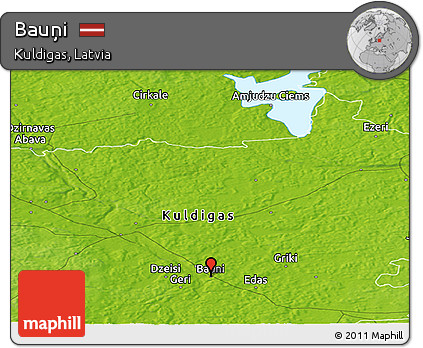Physical Panoramic Map of Bauņi