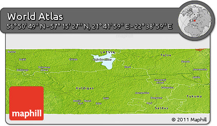 Physical Panoramic Map of the Area around 57° 3' 8" N, 22° 10' 29" E