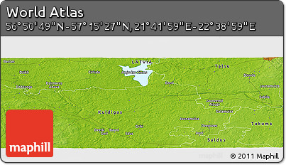 Physical Panoramic Map of the Area around 57° 3' 8" N, 22° 10' 29" E