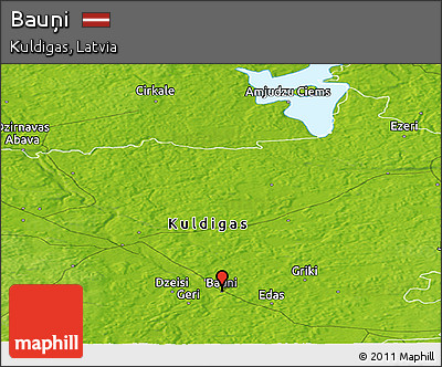 Physical Panoramic Map of Bauņi