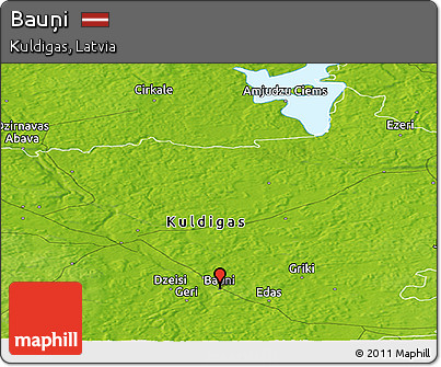 Physical Panoramic Map of Bauņi