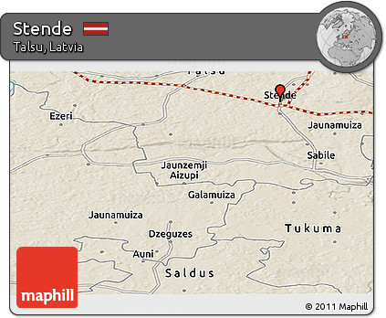 Shaded Relief Panoramic Map of Stende