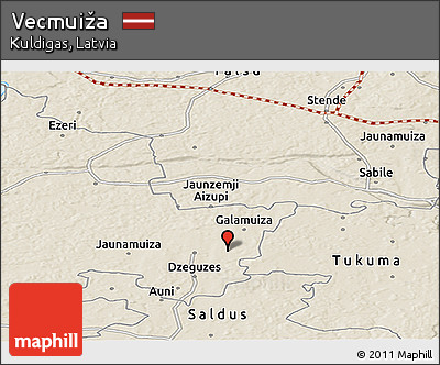 Shaded Relief Panoramic Map of Vecmuiža