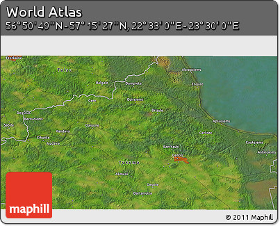 Satellite 3D Map of the Area around 57° 3' 8" N, 23° 1' 29" E