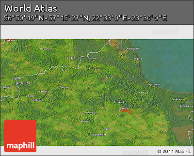 Satellite 3D Map of the Area around 57° 3' 8" N, 23° 1' 29" E