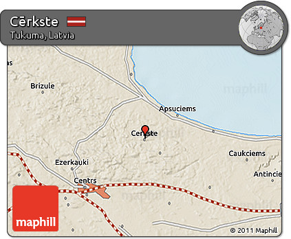 Shaded Relief 3D Map of Cērkste