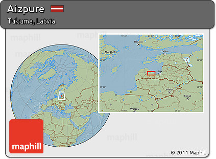Savanna Style Location Map of Aizpure, hill shading