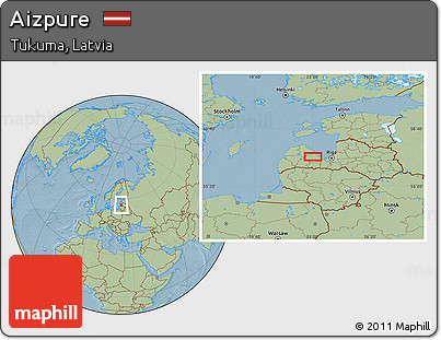 Savanna Style Location Map of Aizpure, hill shading