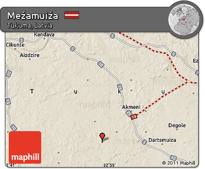 Shaded Relief Map of Mežamuiža