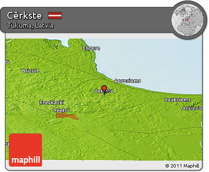 Physical Panoramic Map of Cērkste
