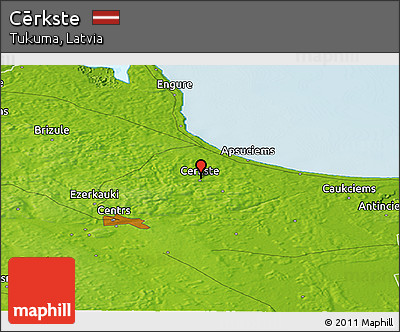 Physical Panoramic Map of Cērkste