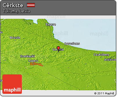 Physical Panoramic Map of Cērkste
