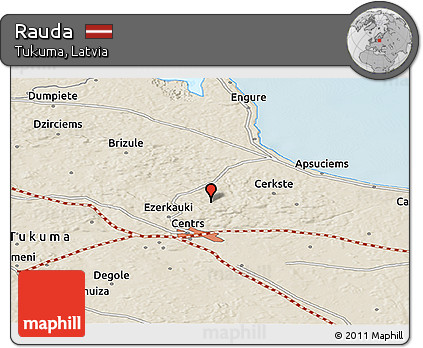Shaded Relief Panoramic Map of Rauda