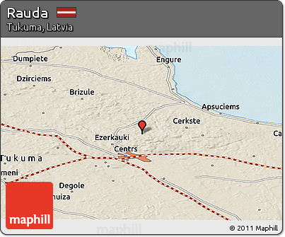 Shaded Relief Panoramic Map of Rauda