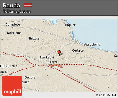 Shaded Relief Panoramic Map of Rauda