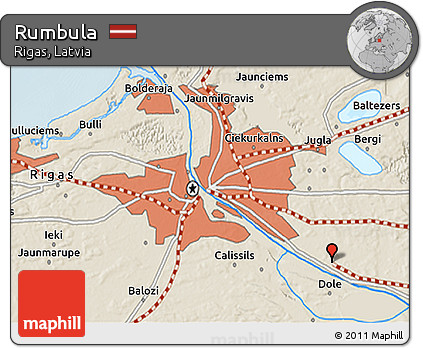 Shaded Relief 3D Map of Rumbula