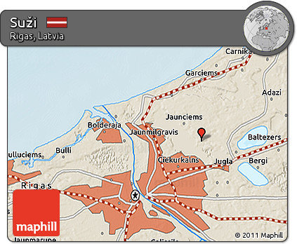 Shaded Relief 3D Map of Suži