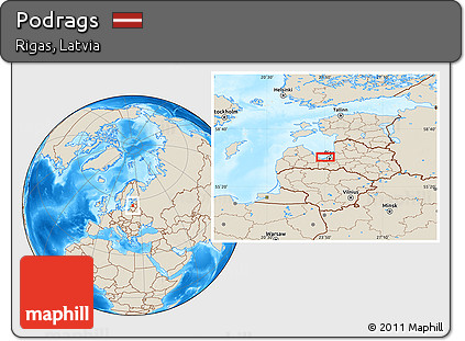 Shaded Relief Location Map of Podrags