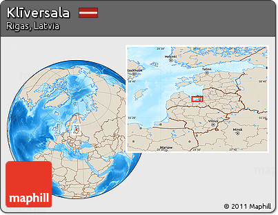 Shaded Relief Location Map of Klīversala