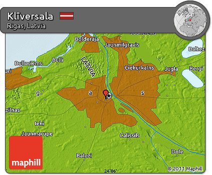 Physical Map of Klīversala