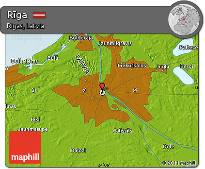Physical Map of Rīga