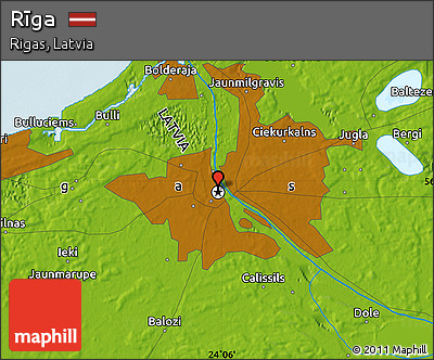 Physical Map of Rīga